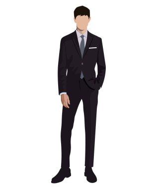 A man in a business suit on a white background. Vector illustration in flat style