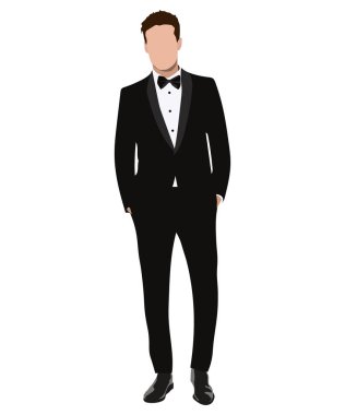 A man in a business suit on a white background. Vector illustration in flat style