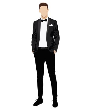 A man in a business suit on a white background. Vector illustration in flat style