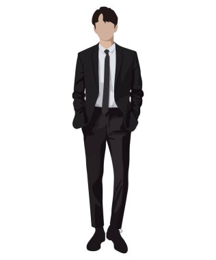 A man in a business suit on a white background. Vector illustration in flat style