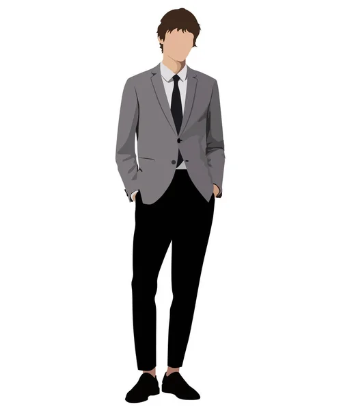 Man Business Suit White Background Vector Illustration Flat Style — Stockvector