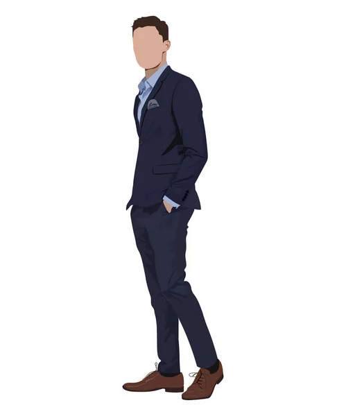 Man Business Suit White Background Vector Illustration Flat Style — Stock Vector