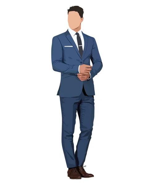 Man Business Suit White Background Vector Illustration Flat Style — Vector de stock