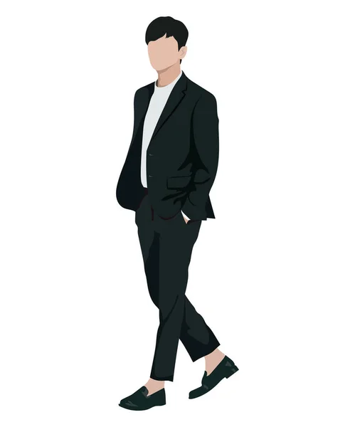 Man Business Suit White Background Vector Illustration Flat Style — Stockvector