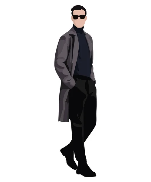 Stylish Man Fashionable Clothes White Background Vector Illustration — Vettoriale Stock
