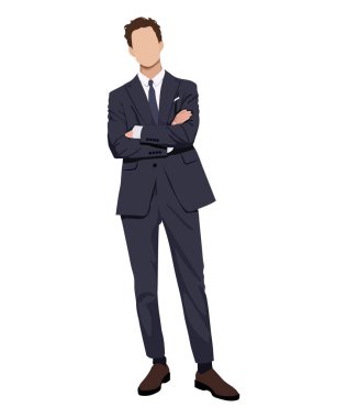 A man in a business suit on a white background. Vector illustration in flat style