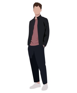 Stylish man in fashionable clothes on a white background. Vector illustration