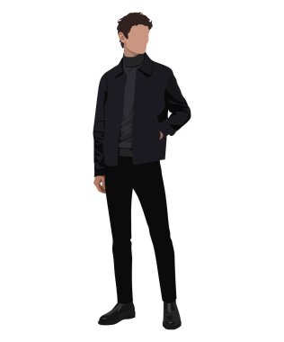 Stylish man in fashionable clothes on a white background. Vector illustration