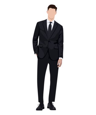 A man in a business suit on a white background. Vector illustration in flat style