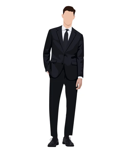 Man Business Suit White Background Vector Illustration Flat Style — Stok Vektör