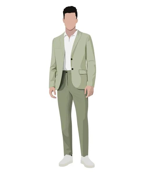 Man Business Suit White Background Vector Illustration Flat Style — Archivo Imágenes Vectoriales