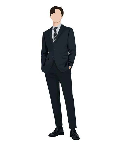 Man Business Suit White Background Vector Illustration Flat Style —  Vetores de Stock