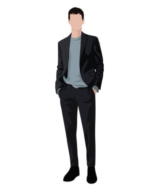 A man in a business suit on a white background. Vector illustration in flat style