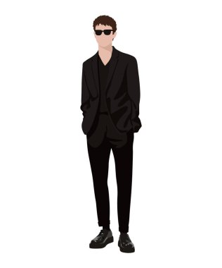 A man in a business suit on a white background. Vector illustration in flat style
