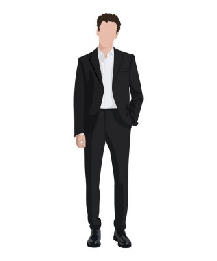 A man in a business suit on a white background. Vector illustration in flat style