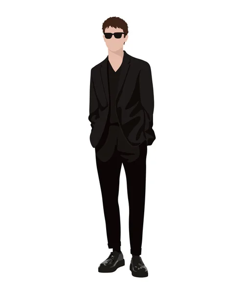 Man Business Suit White Background Vector Illustration Flat Style — Vetor de Stock