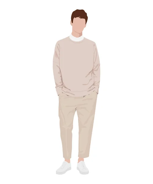 Stylish Man Fashionable Clothes White Background Vector Illustration — Image vectorielle