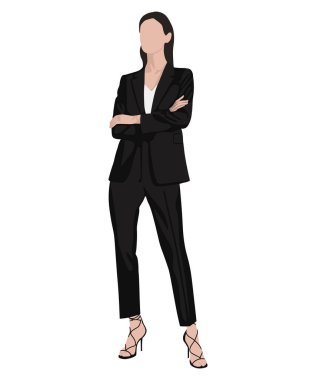 A very beautiful and stylish girl in business and fashionable clothes against an interesting background. Vector illustration