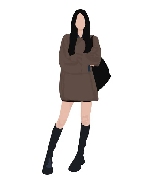 Fashionable Girl Stylish Clothes Vector Illustration White Background — Stock Vector