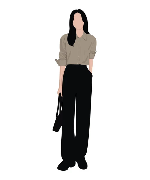 ファッショナブルな女の子でスタイリッシュな服 白い背景のベクトルイラスト — ストックベクタ
