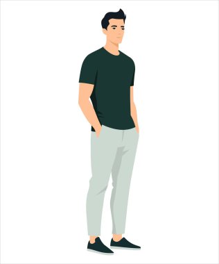 Stylish man in fashionable clothes on a white background. Vector illustration