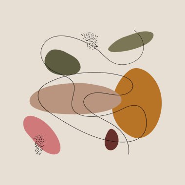 Soyutlamada doğal çizgiler ve şekiller. Tasarım projeleri, tekstil ve iç mekanlar için uygundur.