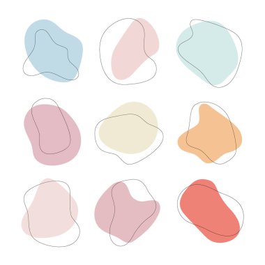 Geometrik pastel şekiller. Yumuşak hatları, tekstil tasarımı ve dekorasyonu için uygun sakin ve uyumlu bir desen oluşturuyor..