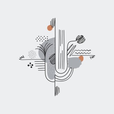 Çember ve çizgilerle geometrik soyutlama. Sıcak kahverengi aksanlar kompozisyon dengesini ve dinamiğini sağlar. Modern iç mekanlar ve grafik tasarımı için uygundur.