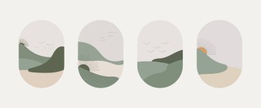 Mavi gökyüzüne karşı tepeler ve kuşların oluşturduğu bir kompozisyon. Doğal ve pastel gölgeler kullanılır. Görüntüyü aydınlık ve havadar yapar. Doğanın güzelliğini yansıtır..