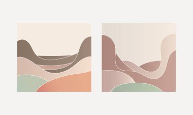 An elegant diptych with soft pink and beige shades, symbolizing the soft hills on the horizon. clipart