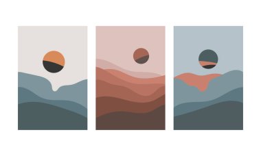 Cool shades of a mountain landscape during a solar eclipse, where the eclipsed sun creates a contrasting effect. clipart