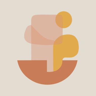 Vektör çizimi. Sıcak kum ve terracotta tonlarında akışkan formların organik soyutlanması. Kompozisyonun hafifliği ve minimalizmi.