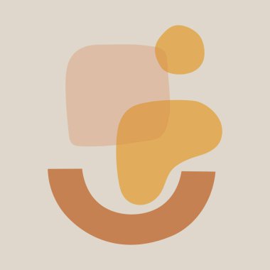 Vektör çizimi. Sıcak kum ve terracotta tonlarında akışkan formların organik soyutlanması. Kompozisyonun hafifliği ve minimalizmi.