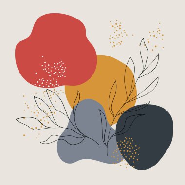 Parlak aksanlı zengin mavi, pembe, sarı ve yeşil benekler, ince bitki dallarıyla süslenmiş, kompozisyona hafiflik ve doğallık katıyor..