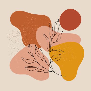 Vector illustration. Abstract composition of soft shapes in warm colors of yellow, orange, red. Organic style with plant motifs. clipart