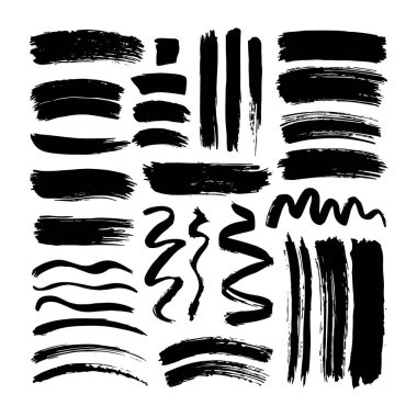 Çeşitli çizgiler, dalgalar ve sanatsal darbelerle elle çizilmiş mürekkep fırçaları koleksiyonu. Tasarım ve yaratıcı projeler için harika.