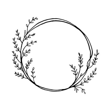 Davetiyeler, düğün tasarımları, markalaşma ve dekoratif projeler için uygun elle çizilmiş zarif çiçek çelenkleri koleksiyonu..