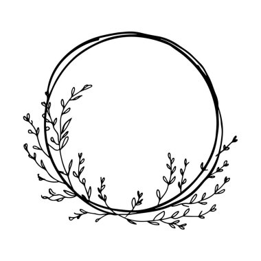 Davetiyeler, düğün tasarımları, markalaşma ve dekoratif projeler için uygun elle çizilmiş zarif çiçek çelenkleri koleksiyonu..