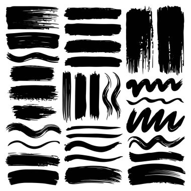 Soyut mürekkep çizgileri, dalgalar ve pürüzlü dokunuşlardan oluşan bir derleme. Yaratıcı projeler ve dijital çizimler için harika.