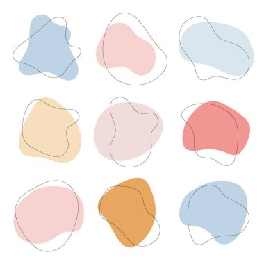 Vektör çizimi. Pastel renkli soyut şekillerden oluşan yapılandırılmış bir ızgara. Temiz ve minimal bir şekilde..