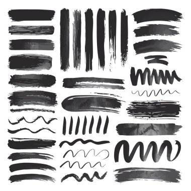 Soyut mürekkep çizgileri, dalgalar ve pürüzlü dokunuşlardan oluşan bir derleme. Yaratıcı projeler ve dijital çizimler için harika.