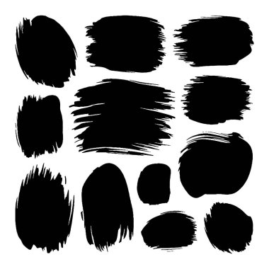 Vektör çizimi. Güçlü fırça darbeleriyle kalın, yüksek kontrastlı mürekkep şekilleri. Dijital kompozisyonlar ve posterler için ideal.