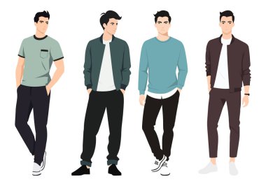 İllüstrasyon, genç ve modern bir sokak giysisi estetiğini yansıtıyor. Markalaşmaya, çevrimiçi dükkanlara ve moda reklamlarına uygun..