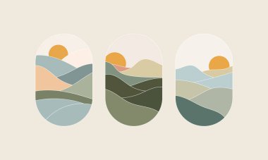 Katmanlı Dağların Üzerinde Gün Batımı. Katmanlı etkisi derinlik katıyor, bu da onu sanatsal dekor ve markalaşma projeleri için mükemmel bir seçim yapıyor..