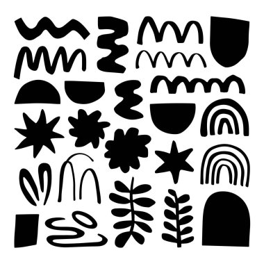 Yoğun Siyah ve Beyaz Soyut Doğa Örnekleri. Yapraklar, dalgalar ve organik şekillerden oluşan yoğun bileşimler, tekstil, duvar kağıtları ve modern tasarım projeleri için mükemmel..