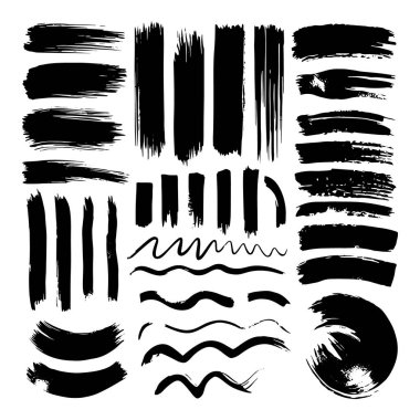Bir dizi anlamlı mürekkep fırçası darbeleri ve soyut kalıplar, yaratıcı arka planlar, grunge tasarımı ve sanatsal markalaşma için harika..