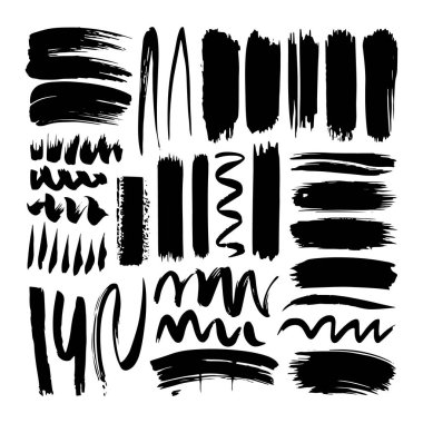 Bir dizi anlamlı mürekkep fırçası darbeleri ve soyut kalıplar, yaratıcı arka planlar, grunge tasarımı ve sanatsal markalaşma için harika..