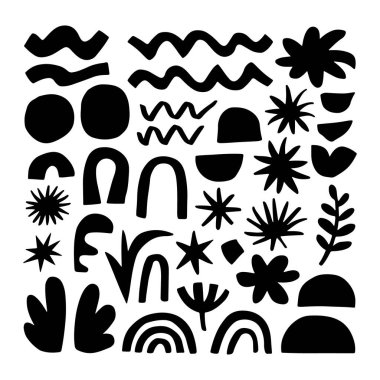 Yoğun Siyah ve Beyaz Soyut Doğa Örnekleri. Yapraklar, dalgalar ve organik şekillerden oluşan yoğun bileşimler, tekstil, duvar kağıtları ve modern tasarım projeleri için mükemmel..