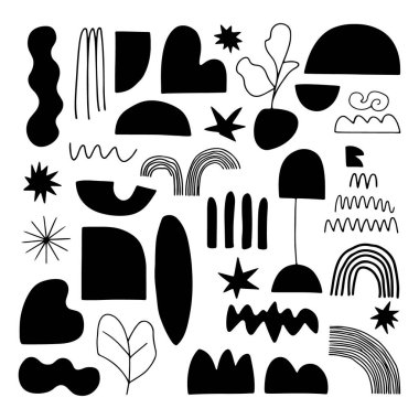 Organik Soyut Doğa Elementleri Vektör Kümesi. Modern tasarım, marka ve dekoratif projeler için mükemmel..