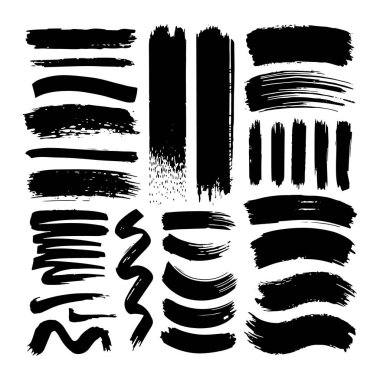 Bir dizi anlamlı mürekkep fırçası darbeleri ve soyut kalıplar, yaratıcı arka planlar, grunge tasarımı ve sanatsal markalaşma için harika..